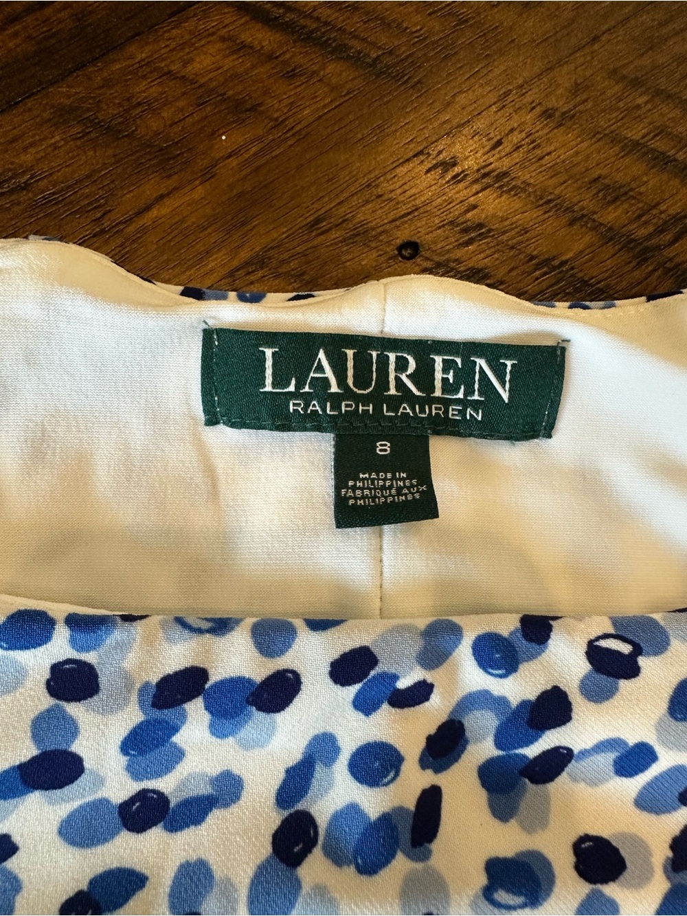 Ralph Lauren White Dress with Blue Dot Print - Picture 4 of 8